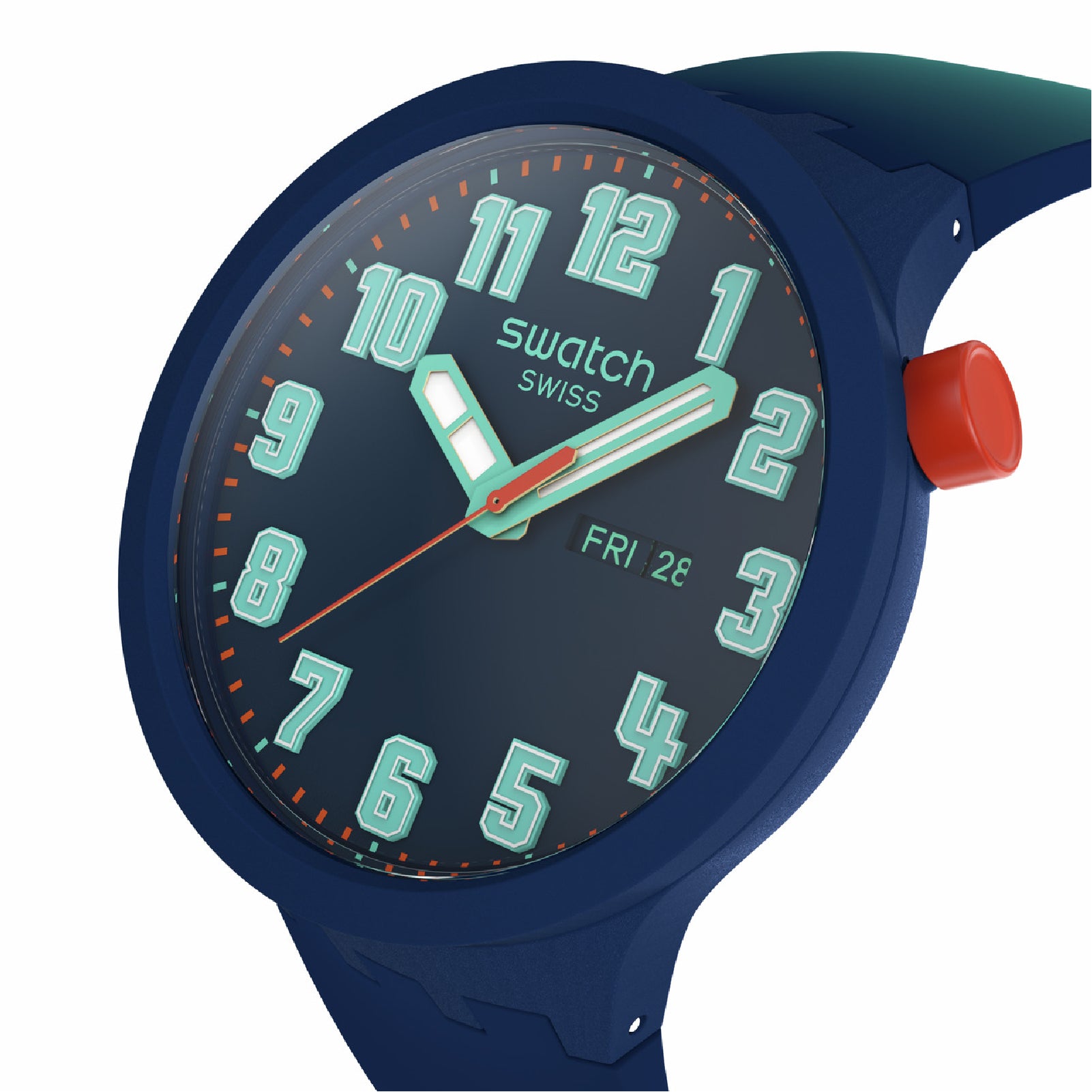 Orologio solo tempo uomo Swatch in silicone e alluminio sfumato