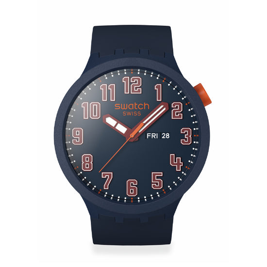 Orologio solo tempo uomo Swatch in silicone e alluminio blu