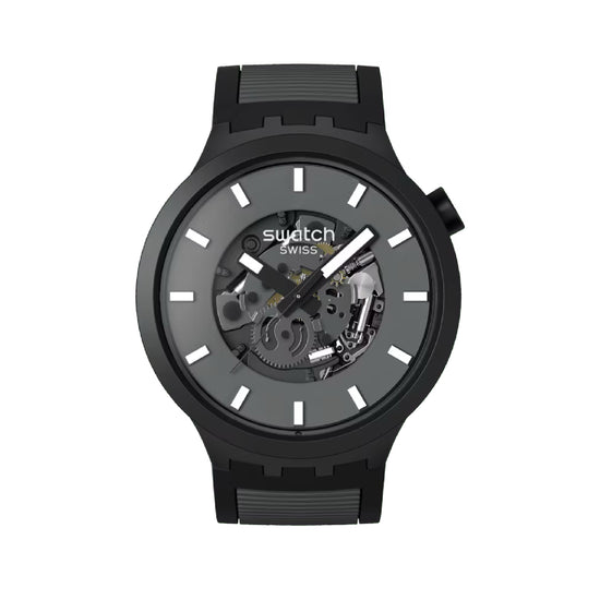 Orologio al quarzo Swatch in silicone color nero da uomo SW.SB05B113