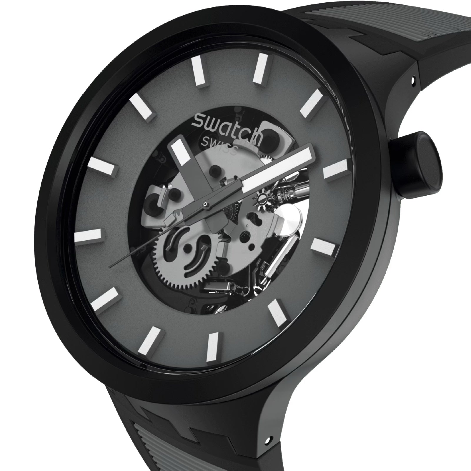 Orologio al quarzo Swatch in silicone color nero da uomo SW.SB05B113