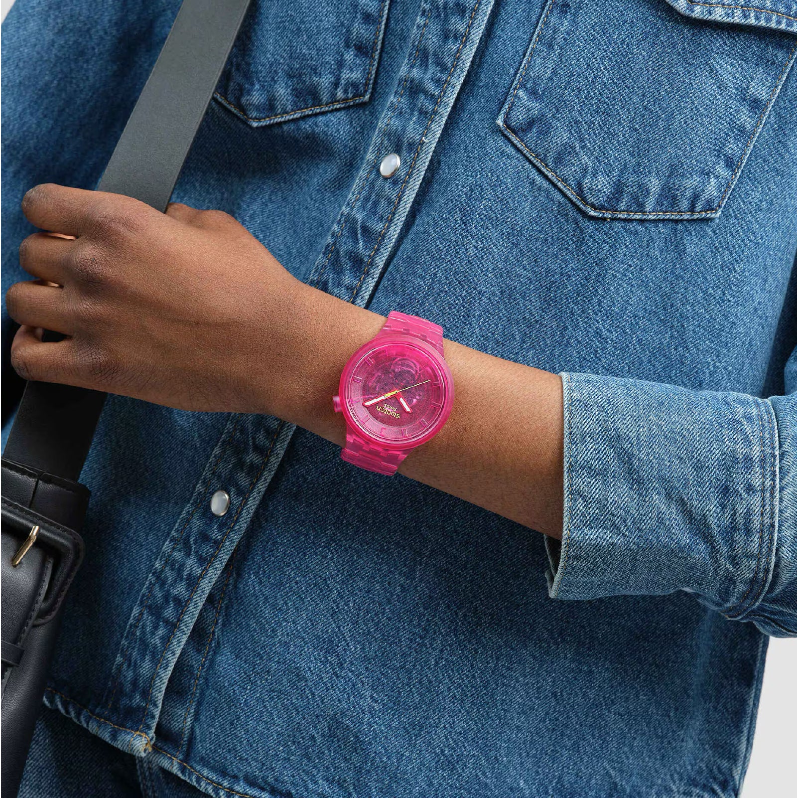 Orologio al quarzo Swatch colore rosa trasparente unisex SW.SB05P102