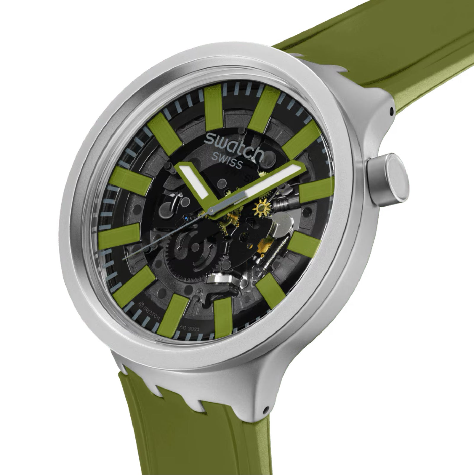 Orologio Swatch da uomo 47mm cinturino verde opaco MISURA UNICA