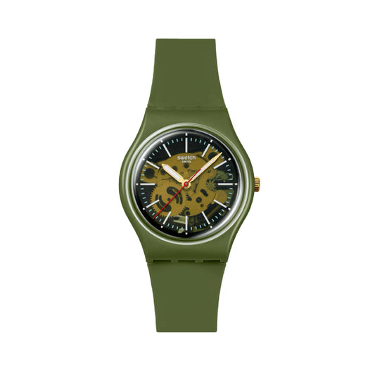 Orologio solo tempo Swatch in silicone di colore verde unisex SW.SO28G110