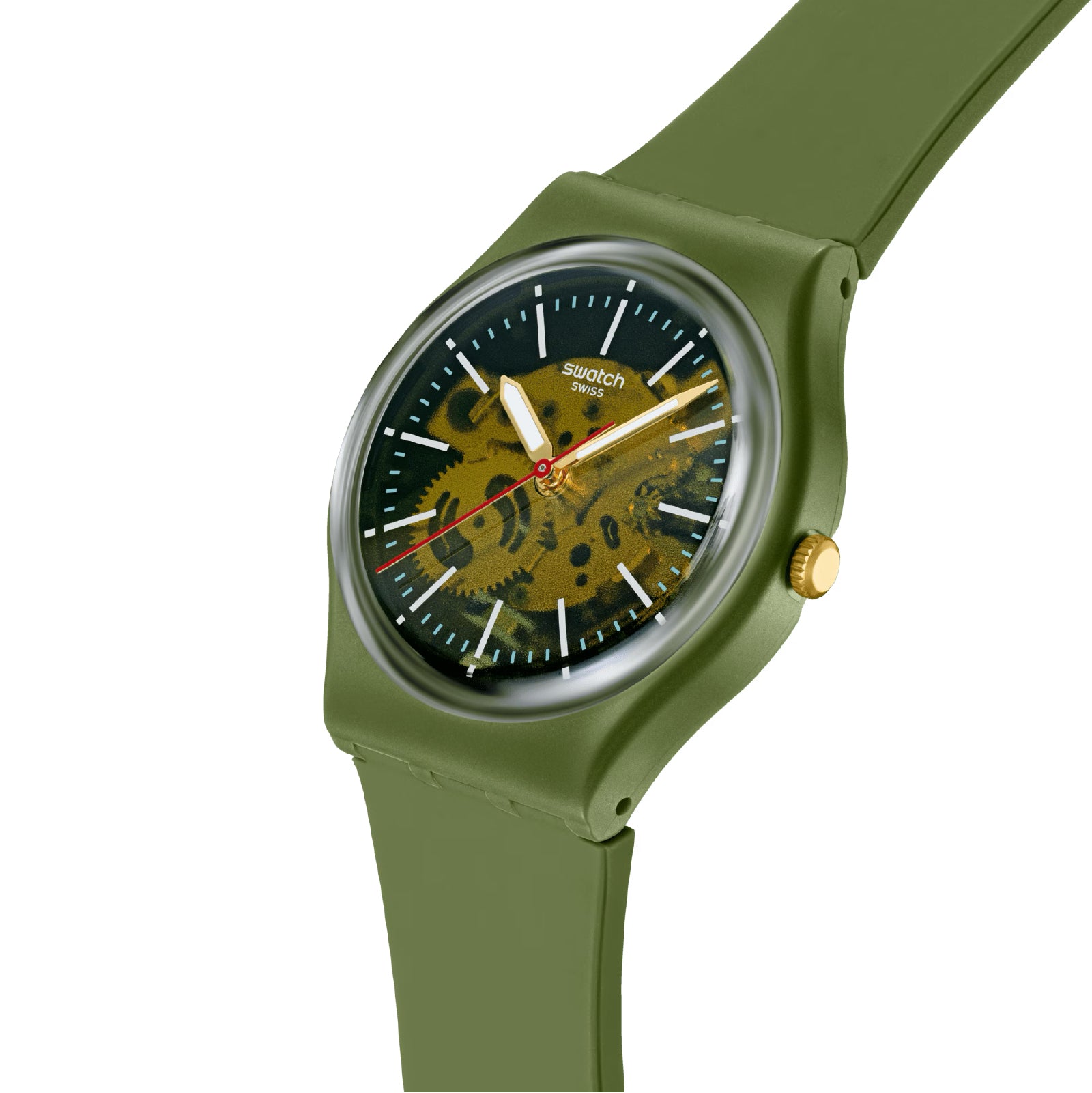 Orologio solo tempo Swatch in silicone di colore verde unisex SW.SO28G110