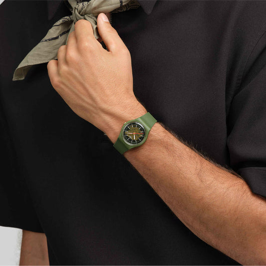 Orologio solo tempo Swatch in silicone di colore verde unisex SW.SO28G110