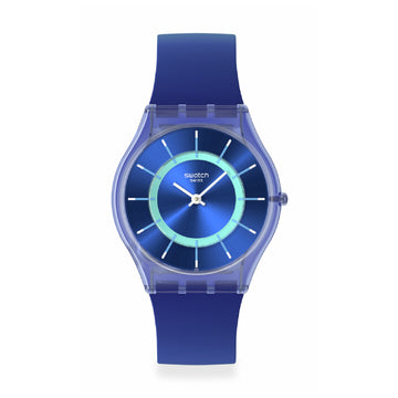 Orologio solo tempo Swatch in materiale biologico di colore blu