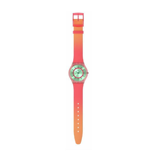 Orologio solo tempo Swatch in materiale biologico rosso e verde