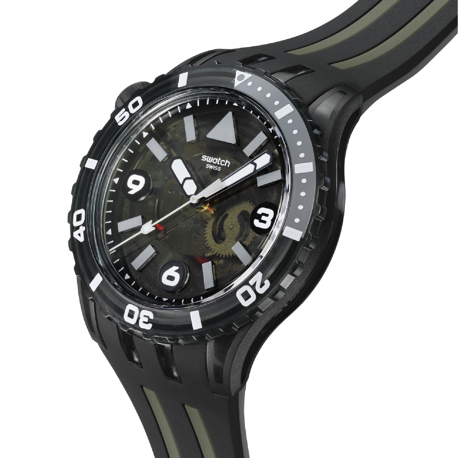 Orologio Swatch SCUBAQUA biosourced bianco nero trasparente MISURA UNICA