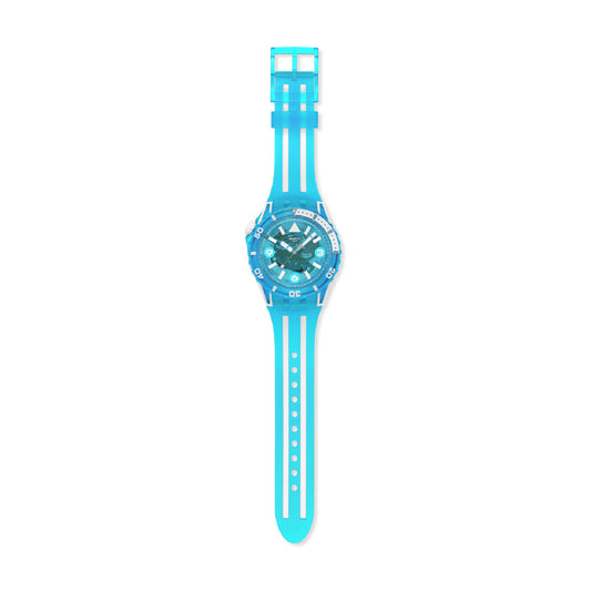 Orologio Swatch SCUBAQUA biosourced bianco e blu trasparente MISURA UNICA