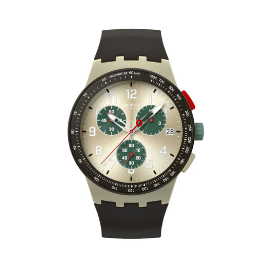 Orologio cronografo Swatch in silicone color marrone da uomo SW.SUST402