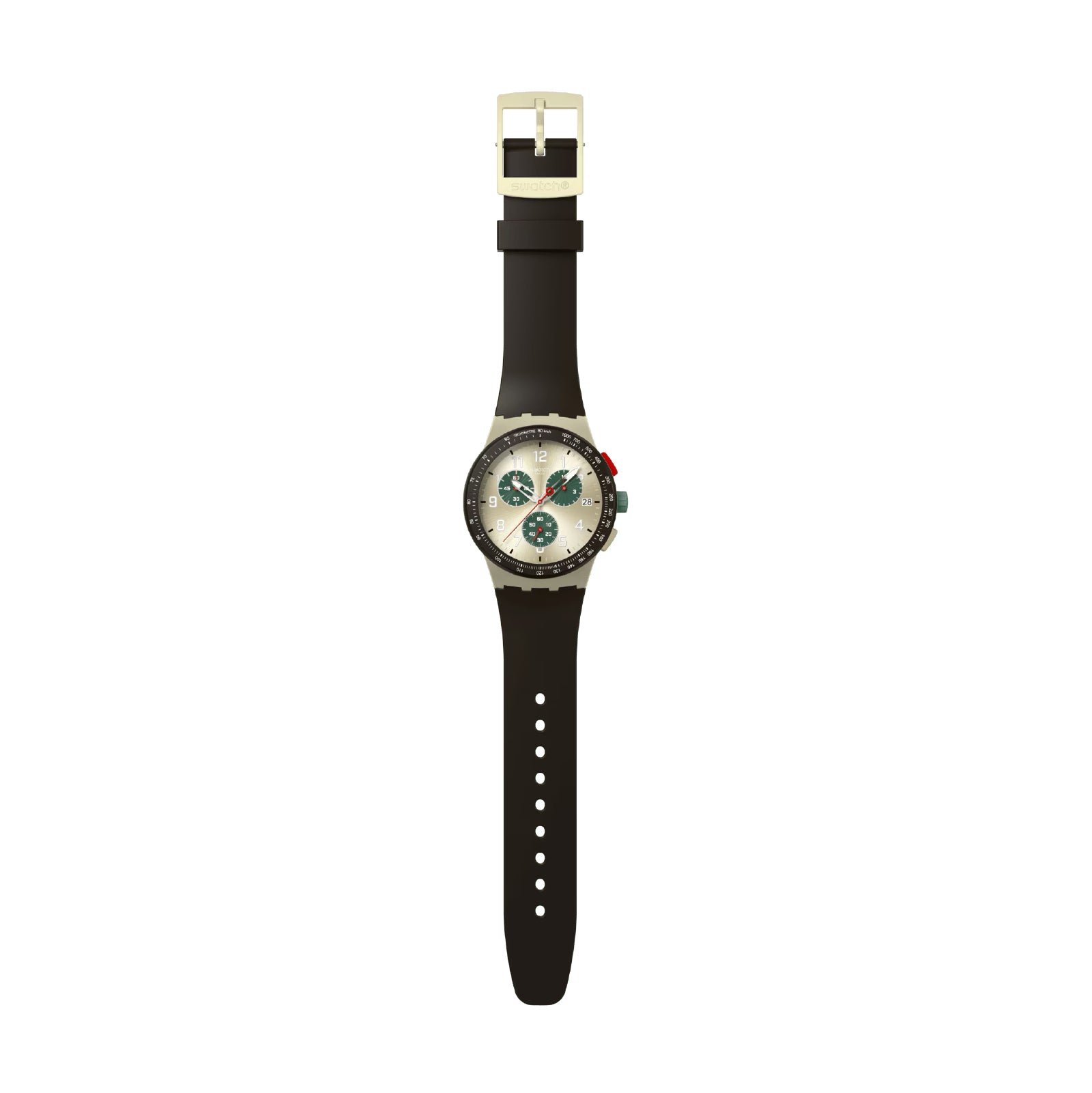 Orologio cronografo Swatch in silicone color marrone da uomo SW.SUST402