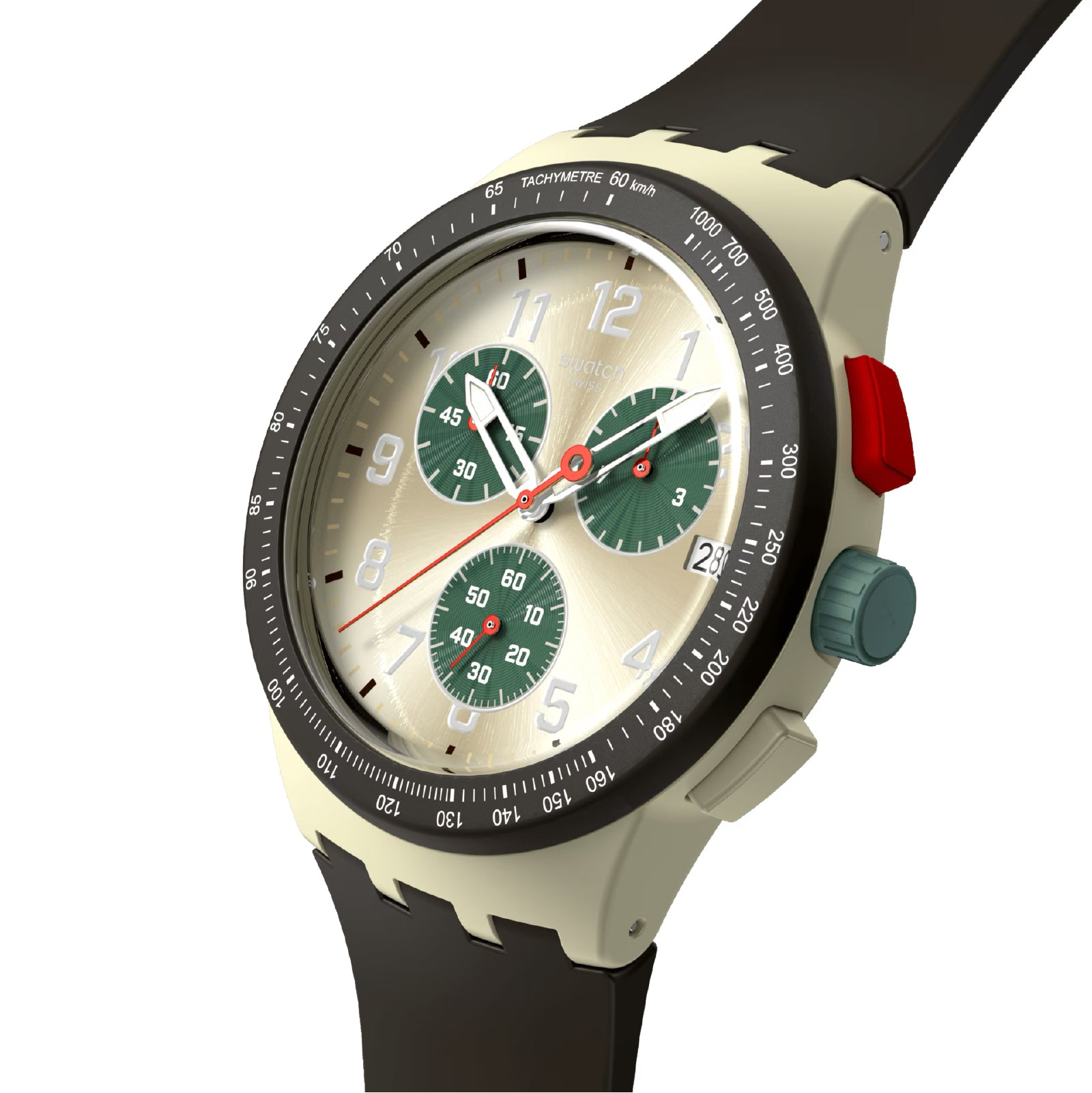 Orologio cronografo Swatch in silicone color marrone da uomo SW.SUST402
