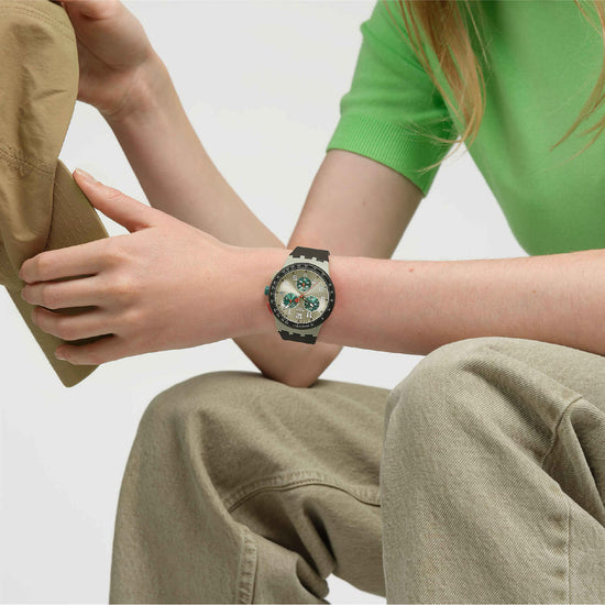 Orologio cronografo Swatch in silicone color marrone da uomo SW.SUST402