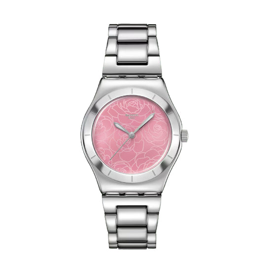 Orologio da donna solo tempo Swatch in acciaio con quadrante rosa MISURA UNICA