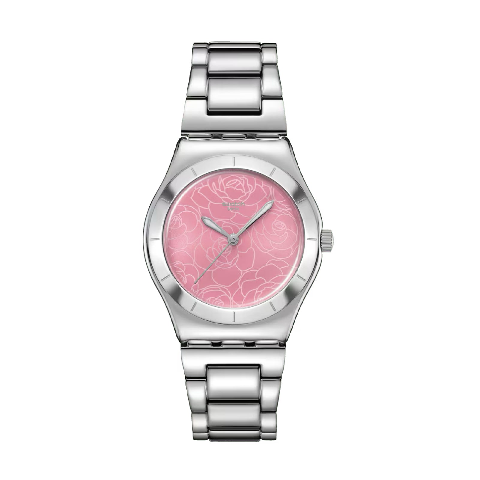 Orologio da donna solo tempo Swatch in acciaio con quadrante rosa MISURA UNICA