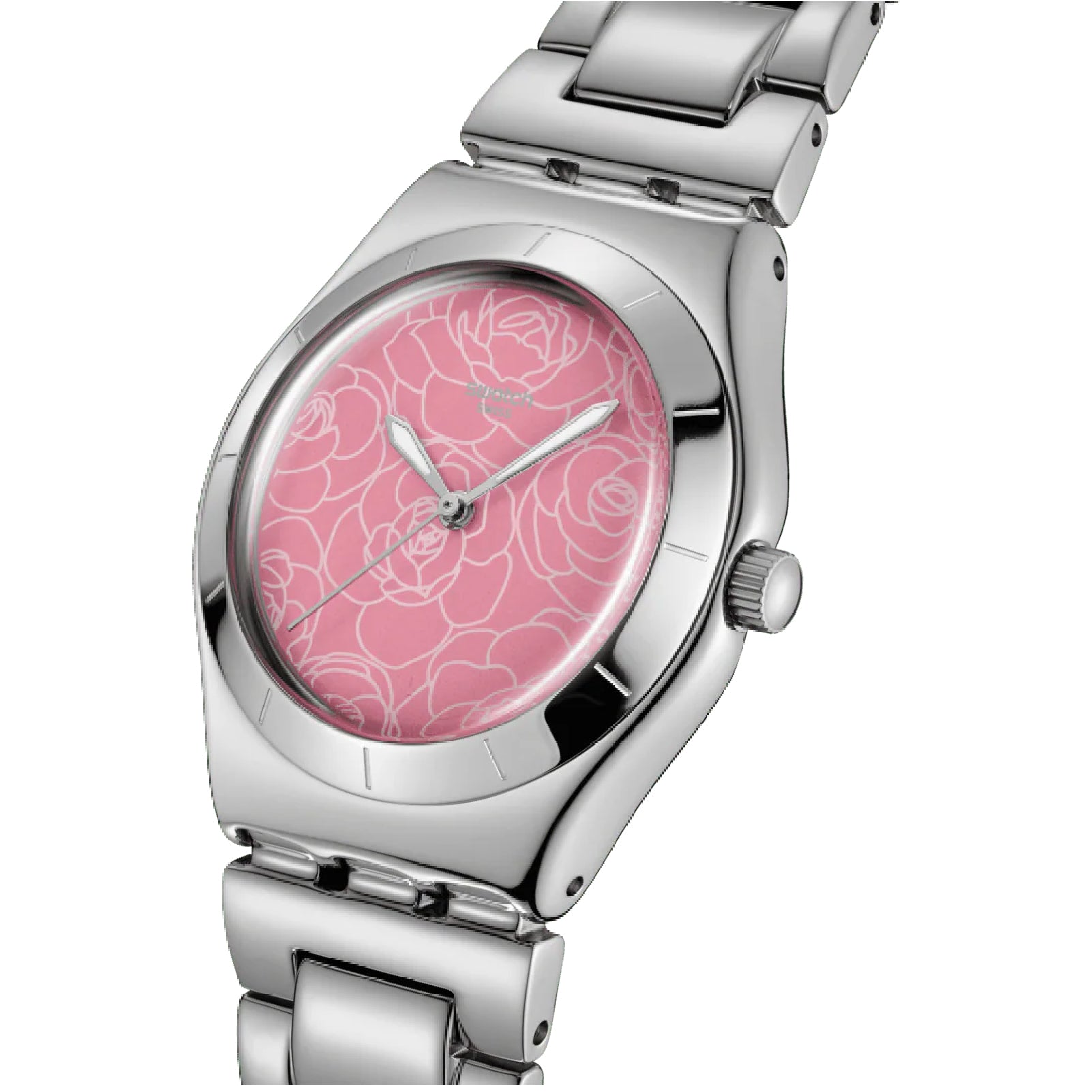 Orologio da donna solo tempo Swatch in acciaio con quadrante rosa MISURA UNICA