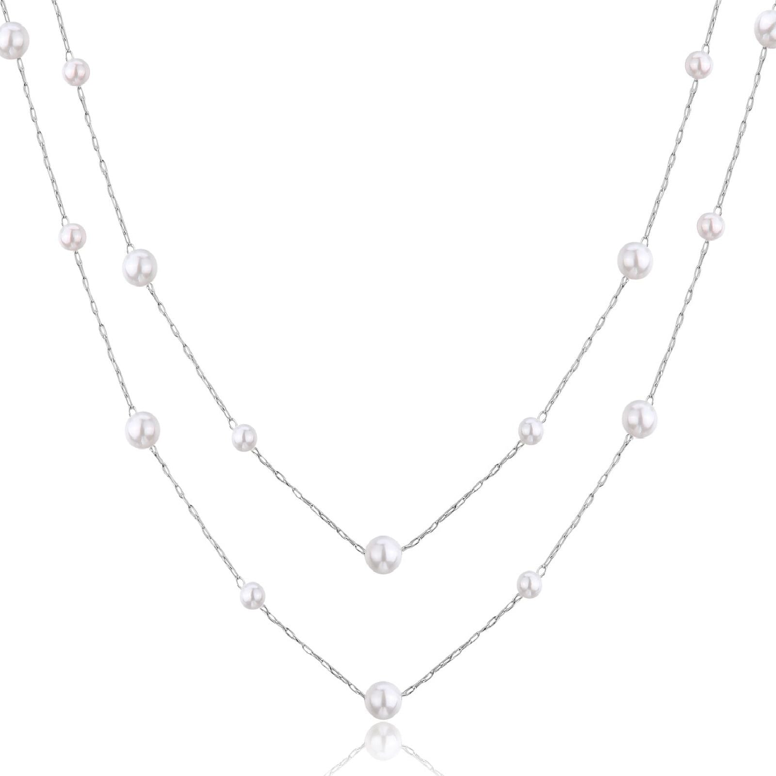 Collana doppia donna S'Agapõ Wisdom in acciaio con perle SWI09-1