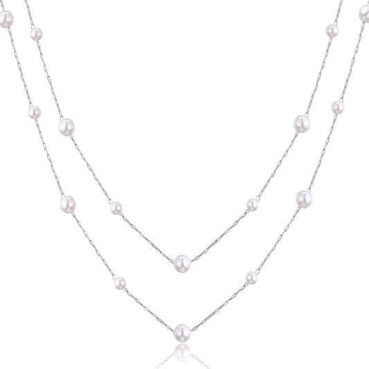 Collana doppia donna S'Agapõ Wisdom in acciaio con perle SWI09-1