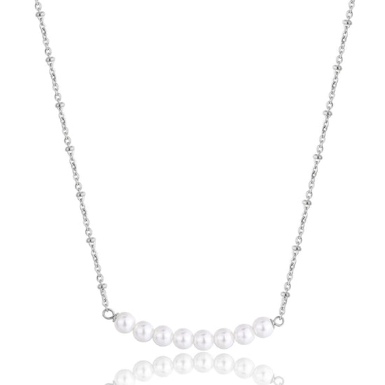 Collana donna S'Agapõ Wisdom in acciaio con linea di perle SWI10-1