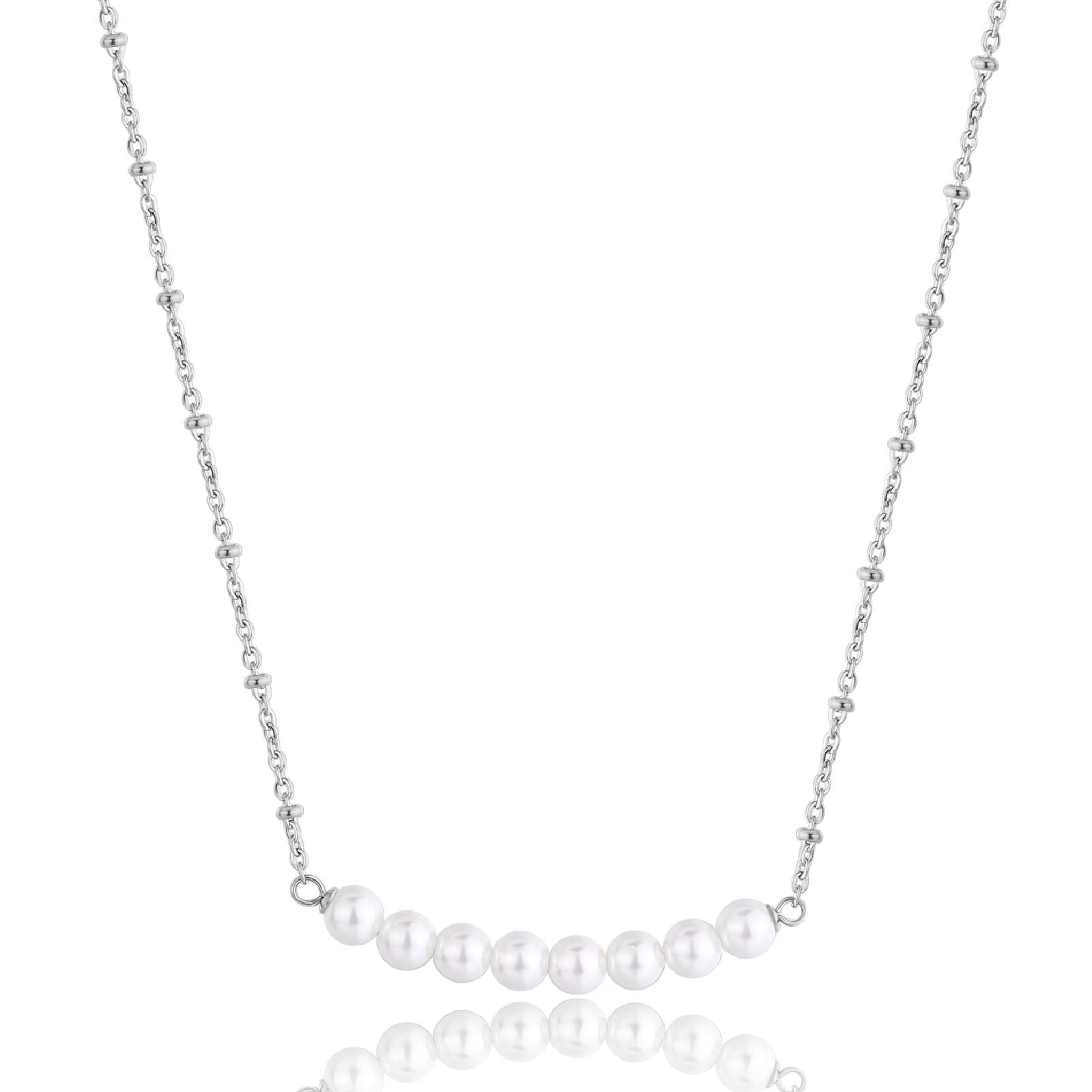 Collana donna S'Agapõ Wisdom in acciaio con linea di perle SWI10-1