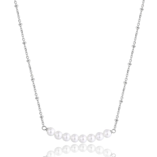 Collana donna S'Agapõ Wisdom in acciaio con linea di perle SWI10-1