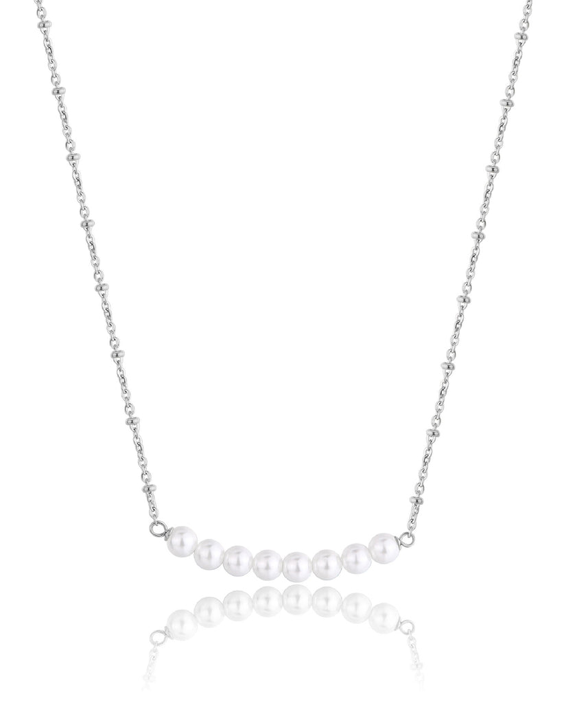 Collana girocollo da donna S'Agapõ Wisdom in acciaio con linea di perle al centro SWI10