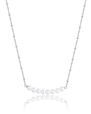 Collana girocollo da donna S'Agapõ Wisdom in acciaio con linea di perle al centro SWI10