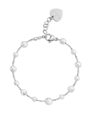 Bracciale catena da donna S'Agapõ Wisdom in acciaio con perle di diverse dimensioni SWI17