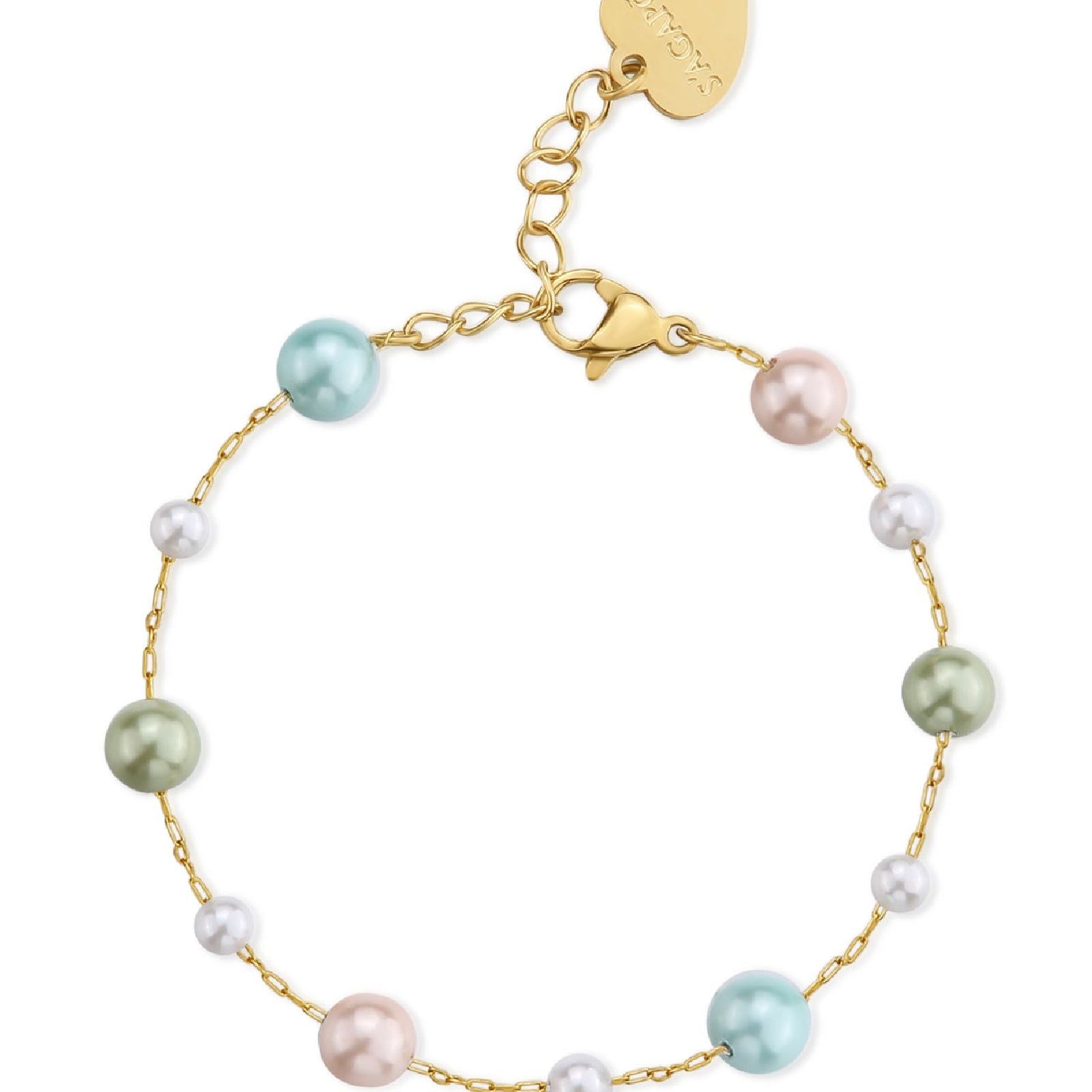 Bracciale donna S'Agapõ Wisdom in acciaio dorato con perle multicolor SWI18-1