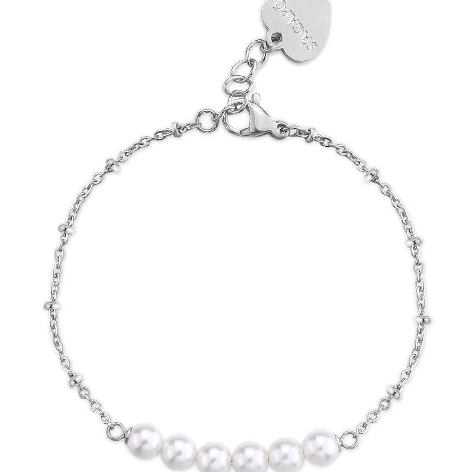 Bracciale donna S'Agapõ Wisdom in acciaio con linea di perle SWI19-1