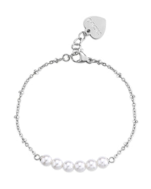 Bracciale catena da donna S'Agapõ Wisdom in acciaio con linea di perle al centro SWI19