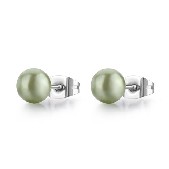 Orecchini donna S'Agapõ Wisdom in acciaio con perla verde di 6mm SWI29-1