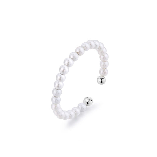 Anello regolabile donna S'Agapõ Wisdom in acciaio con linea di perle SWI33-1