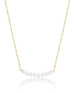 Collana girocollo da donna S'Agapõ Wisdom in acciaio dorato con linea di perle al centro SWI35