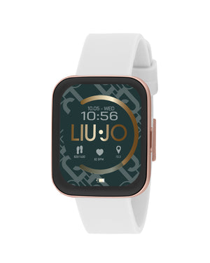 Orologio da donna Liu Jo Smartwatch Voice Slim con cassa 36X44 mm in zinco rosé e cinturino in silicone bianco SWLJ092