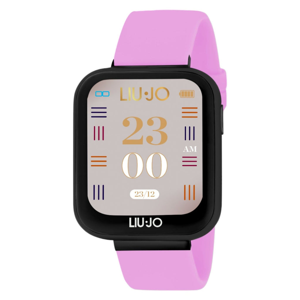 Orologio della collezione Liu Jo Smartwatch Voice da donna con cassa in alluminio di colore nero e cinturino in silicone rosa SWLJ108