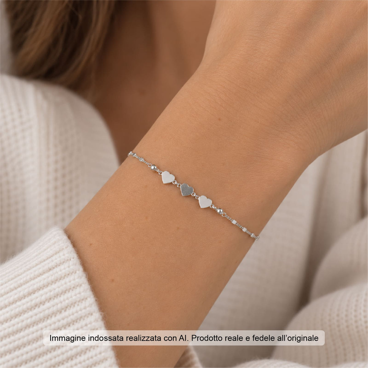Bracciale catena Joy Gioielli Argento in argento cuori 19 cm
