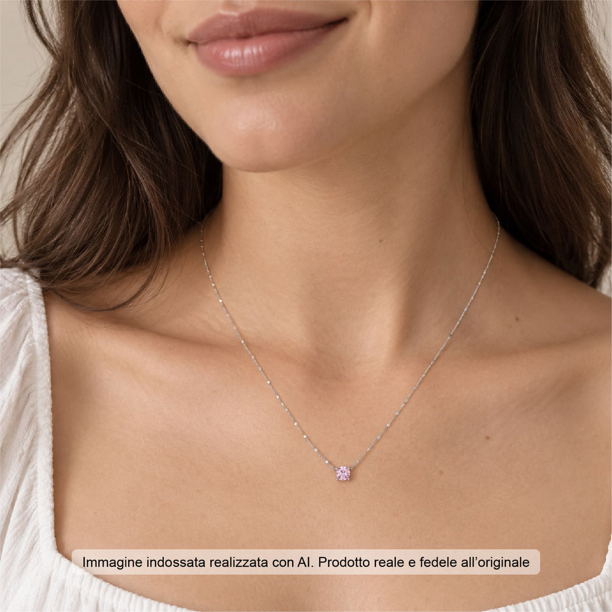 Collana Joy Gioielli Argento in argento e pietra rosa MISURA UNICA