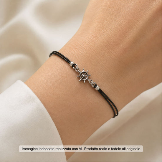 Bracciale Joy Gioielli Argento in corda e argento timone 21,5 cm