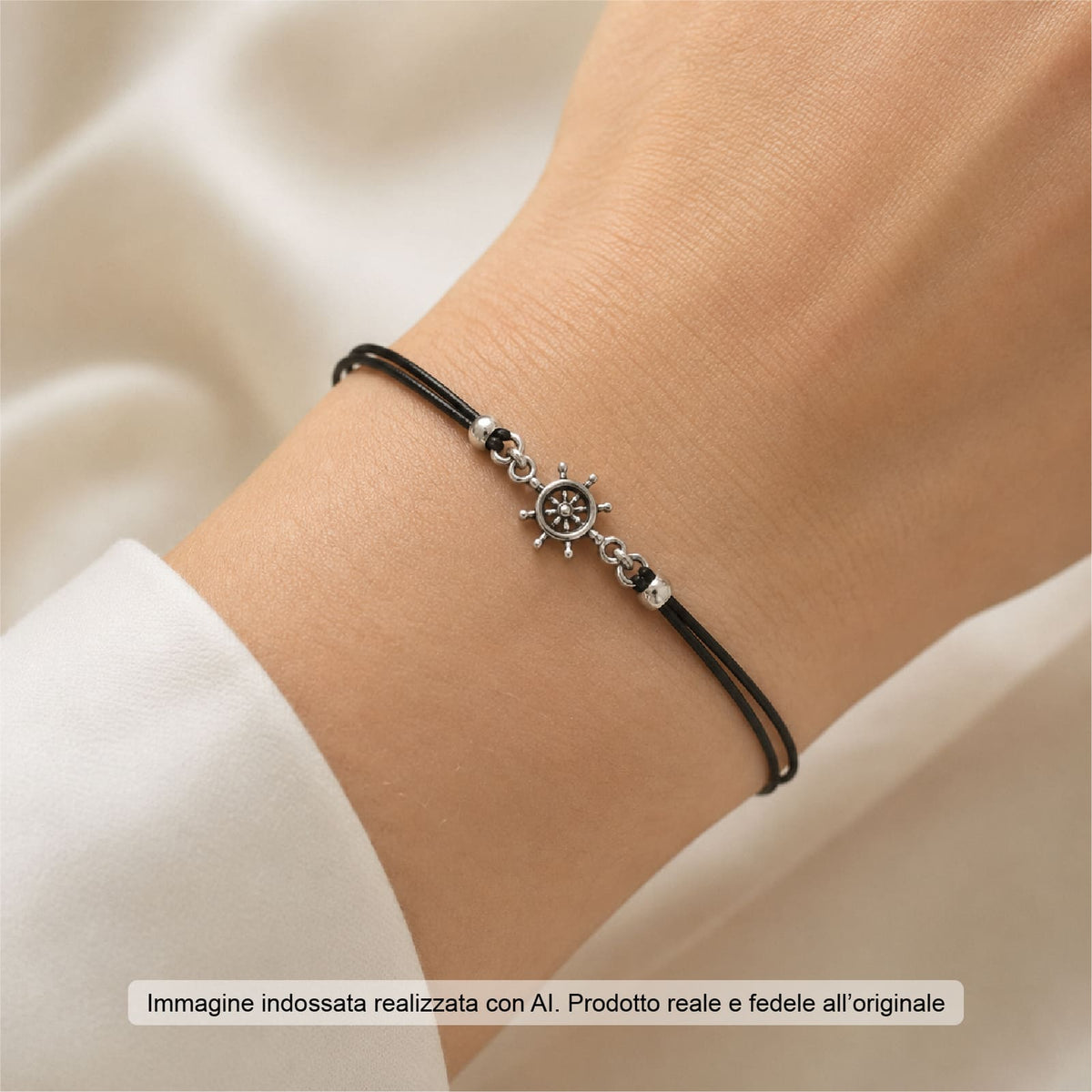 Bracciale Joy Gioielli Argento in corda e argento timone 21,5 cm