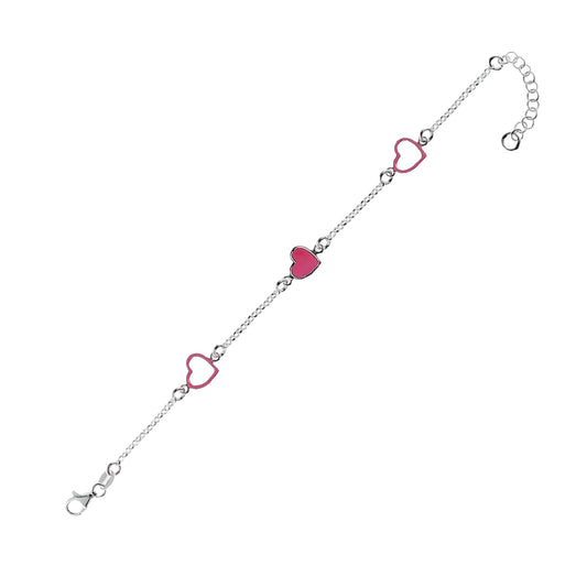 Bracciale catena Joy Gioielli Argento in argento cuori rosa 18 cm