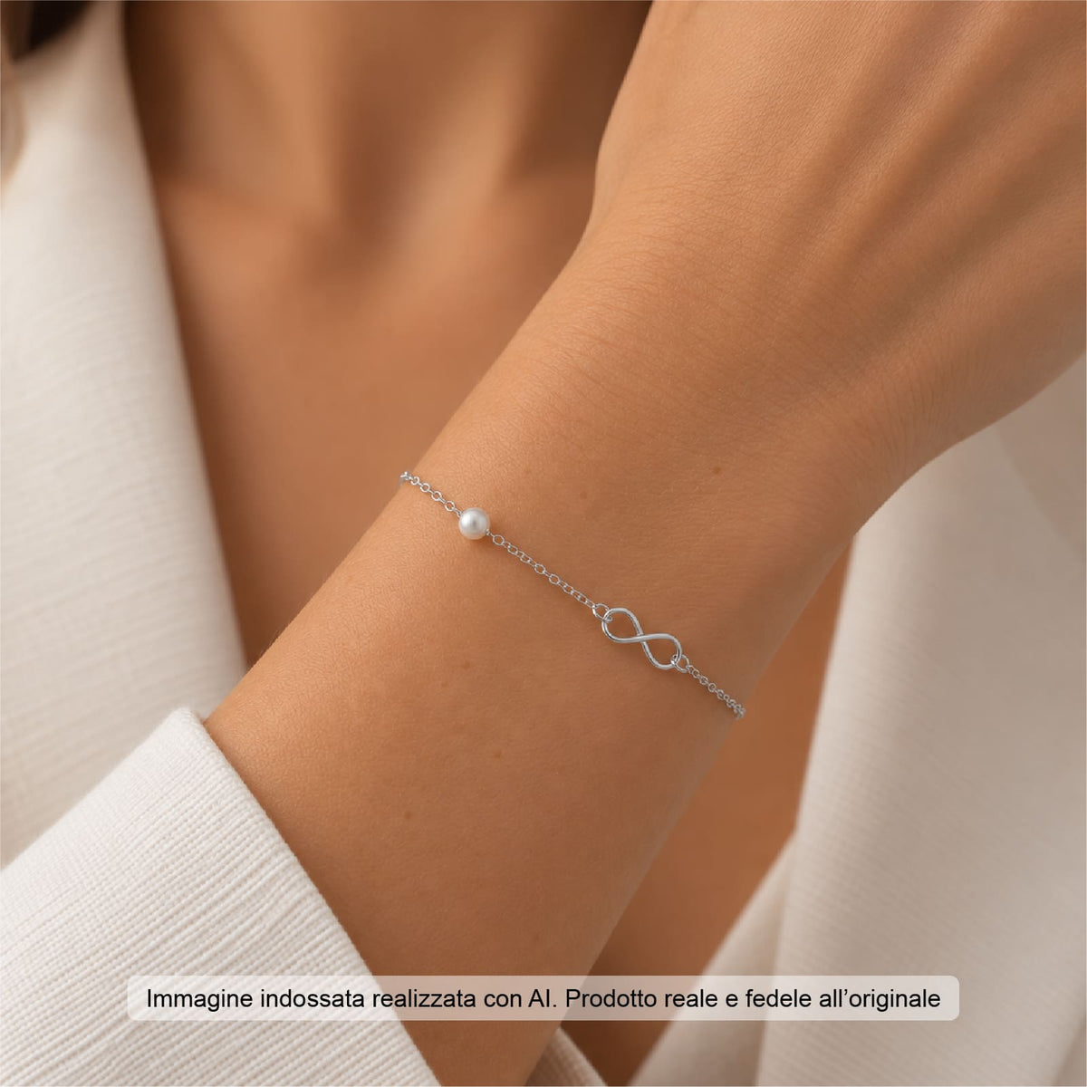 Bracciale Joy Gioielli Argento in argento perle infinito 18 cm