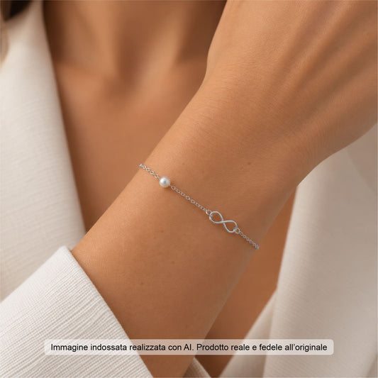Bracciale Joy Gioielli Argento in argento perle infinito 18 cm