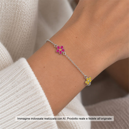 Bracciale catena Joy Gioielli Argento in argento fiori 19 cm