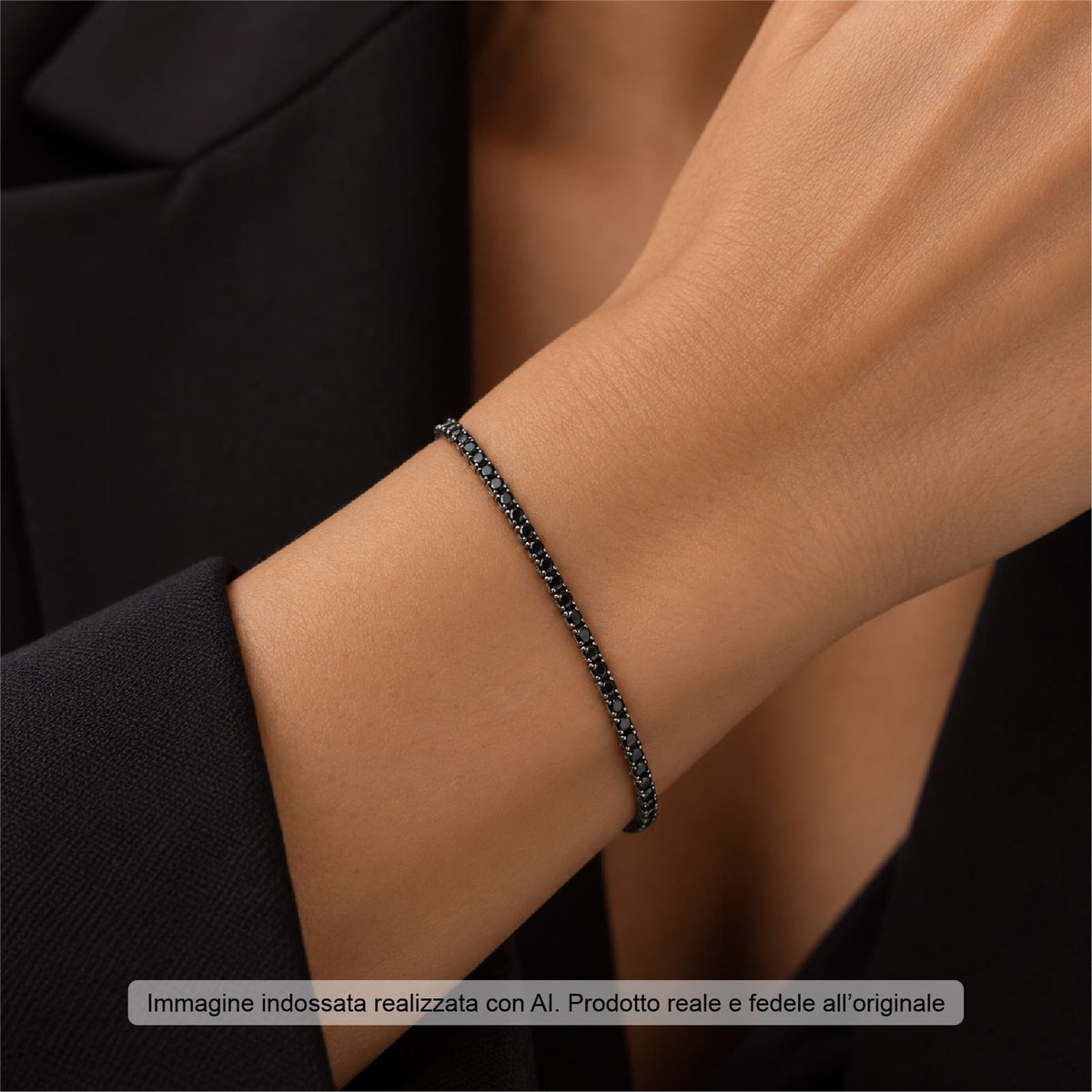 Bracciale tennis Joy Gioielli Argento in argento brunito 20 cm