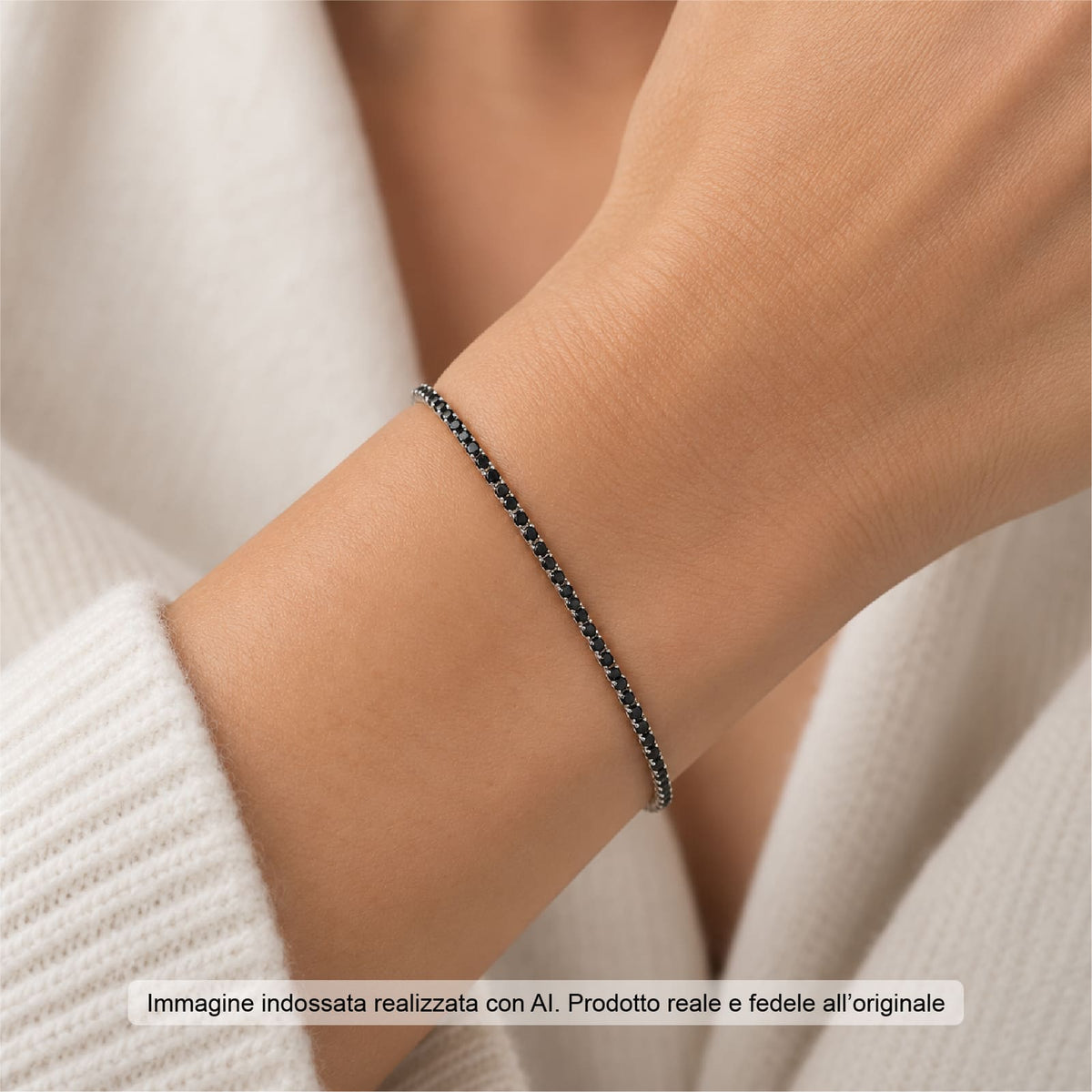 Bracciale tennis Joy Gioielli Argento in argento zirconi neri 19,5 cm