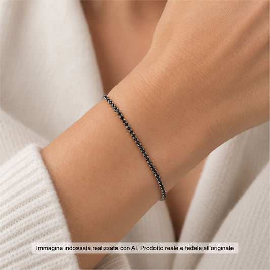 Bracciale tennis Joy Gioielli Argento in argento zirconi neri 19,5 cm