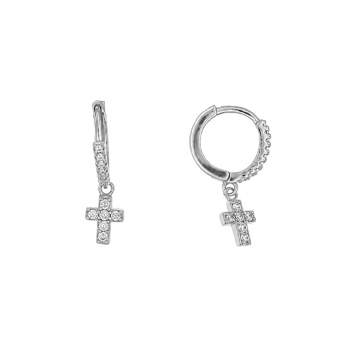 Orecchini cerchio Joy Gioielli Argento in argento croce MISURA UNICA