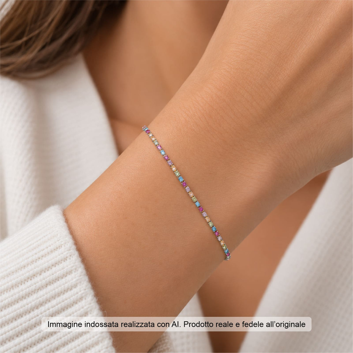 Bracciale tennis Joy Gioielli Argento in argento multicolor 25 cm