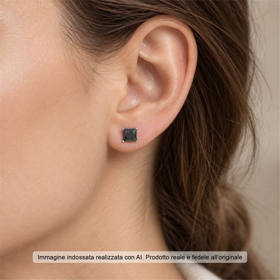 Orecchini lobo Joy Gioielli Argento in argento zircone nero MISURA UNICA